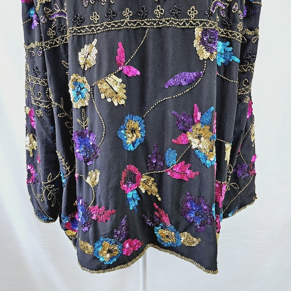 Vintage Plus Drapers + Damons Sequin Floral Jacket size 1X - Picture 9 of 10